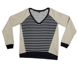 SANCTUARY sweatshirt Stitch Fix black striped v-neck pullover S‎